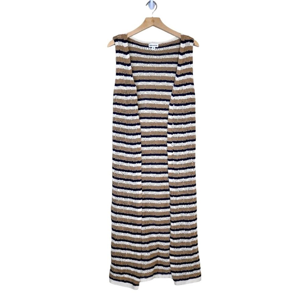 Vigoss Womens M Longline Open Front Striped Cardigan